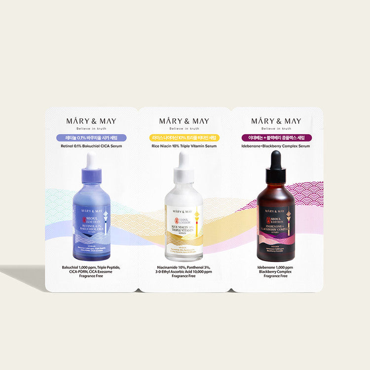 Mary & May Seoul Edition Serum Tester Set - 3 x 1 ml - Mini package