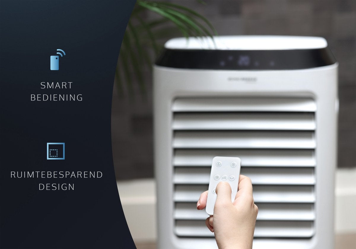 JAP Appliances Edmonton - 4 in 1 Aircooler, Ventilator, Ionisator en luchtbevochtiger - Met afstandsbediening en timer - Inclusief 2 koelelementen - Mat wit