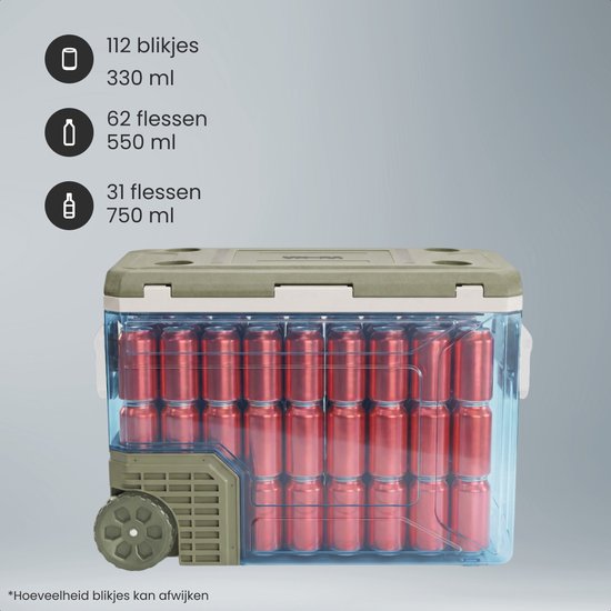 Glacière électrique Auronic - Compresseur - 80 L - 12 V et 240 V - Réfrigérateur de camping - Glacière de voiture - Avec roulettes et poignée - Verte