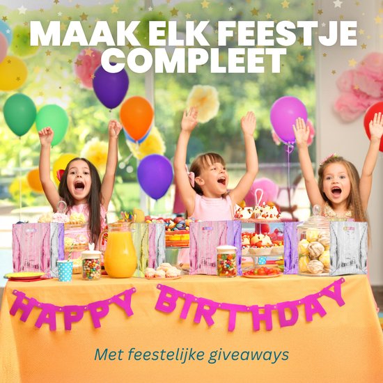 Feestio Sacs de fête 100 pièces - 17 x 25 cm - Sacs à bonbons - Sacs à friandises Fête d'enfants - Sacs à cadeaux - Rayé