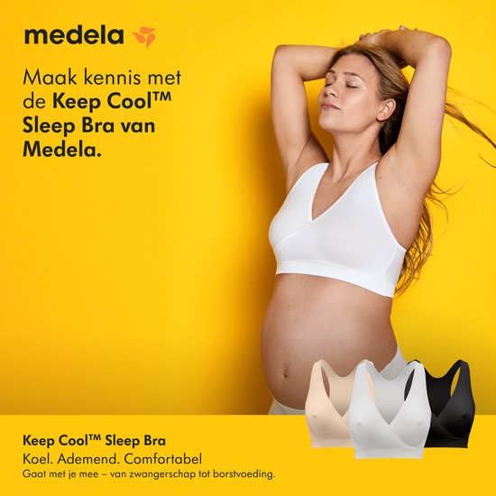 Soutien-gorge de nuit Medela Keep Cool Sleep - Soutien-gorge de nuit sans coutures - Soutien-gorge de grossesse - Soutien-gorge d'allaitement avec 2 zones respirantes - Tissu Soft Touch - Blanc - Taille M