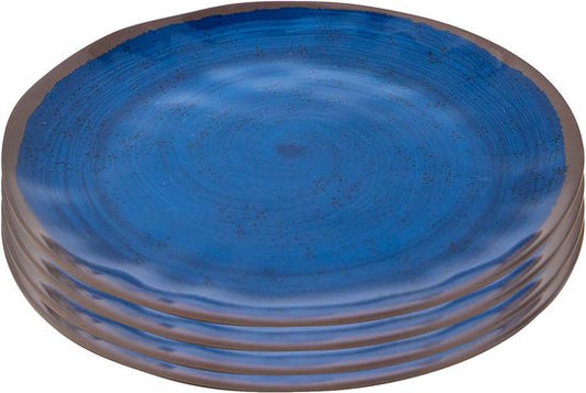 Bo-Camp - Assiette de petit-déjeuner - Halo - Lot de 4 - Mélamine - Bleu