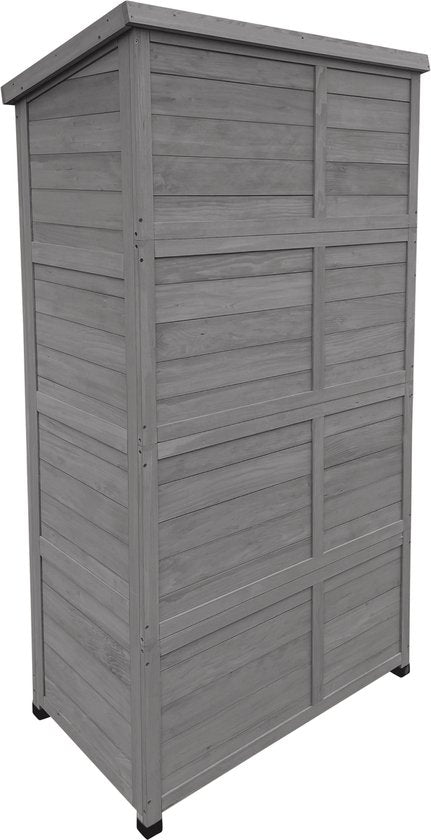 Armoire de rangement en bois AXI Hugo, gris chaud - Armoire de jardin avec toit galvanisé - 3 étagères et un fond - Bois certifié FSC - Fermeture magnétique - 85 x 52 x 174 cm