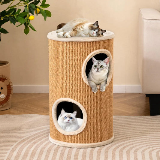 Coast Krabton 4 couches – Maison pour chat avec 3 niches et surface à griffer en sisal Ø 36 x 59,5 cm