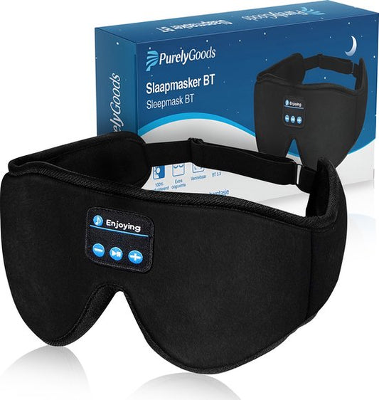 PurelyGoods® Masque de sommeil Bluetooth 5.3 - Masque de sommeil pour les yeux - 3D - 100% occultant - pour femmes et hommes