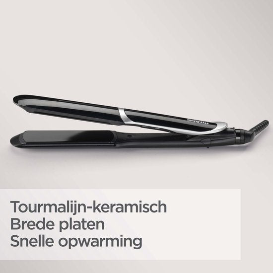 Fer à lisser BaByliss Sleek Control Wide ST397E - Plaques extra-larges - 5 réglages de température jusqu'à 235 °C - Peigne lissant amovible