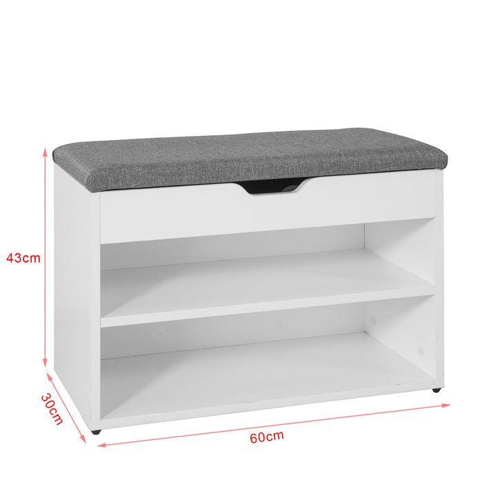 Meuble à chaussures - SoBuy - 2 étagères - 60 x 30 x 44 cm - Blanc / Gris