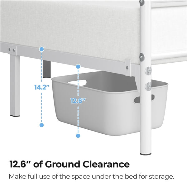 Cadre de lit en métal Yaheetech - Avec tête et pied de lit - Capacité de charge de 800 lb - Espace de rangement de 32 cm sous le lit - Sans sommier