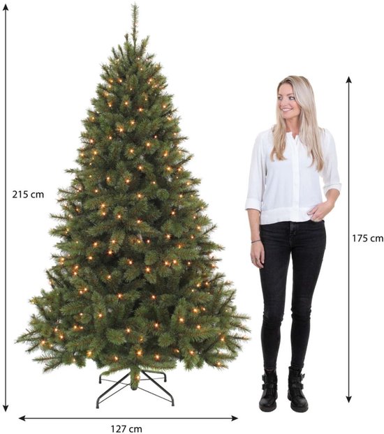 Sapin de Noël artificiel Triumph Tree Bristlecone - Sapin de Noël avec éclairage et 240 LED - Sapin artificiel à structure articulée - H 215 x Ø 127 cm - Vert foncé - Pour l'intérieur