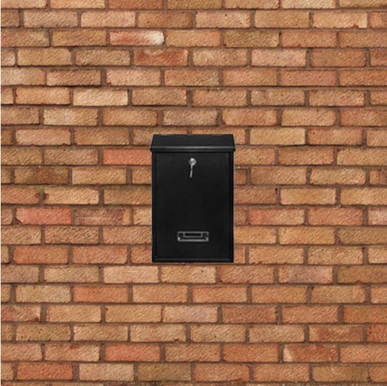 BRASQ Boîte aux lettres noire - Boîte aux lettres murale avec serrure - Boîtes aux lettres - Boîte aux lettres moderne avec plaque signalétique - avec matériel de montage et 2 clés - cylindre de serrure - acier inoxydable