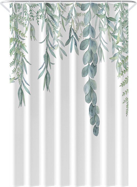 Loti Living Rideau de douche anti-moisissure - Plante suspendue - Anneaux inclus - Imperméable - Polyester - Rideau de douche 120x200 cm