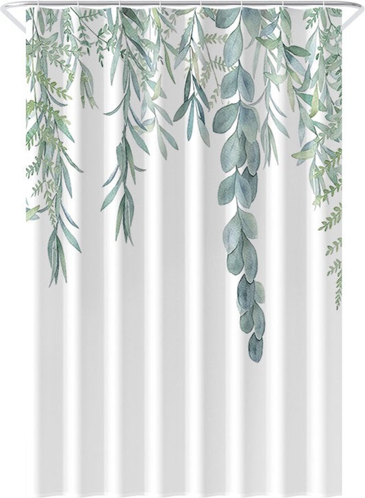 Loti Living Rideau de douche anti-moisissure - Plante suspendue - Anneaux inclus - Imperméable - Polyester - Rideau de douche 120x200 cm