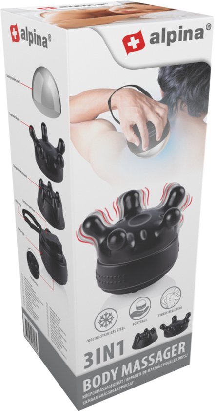 alpina Massage Set - Trois accessoires - Fonction de refroidissement - Avec dragonne - 2 piles AAA