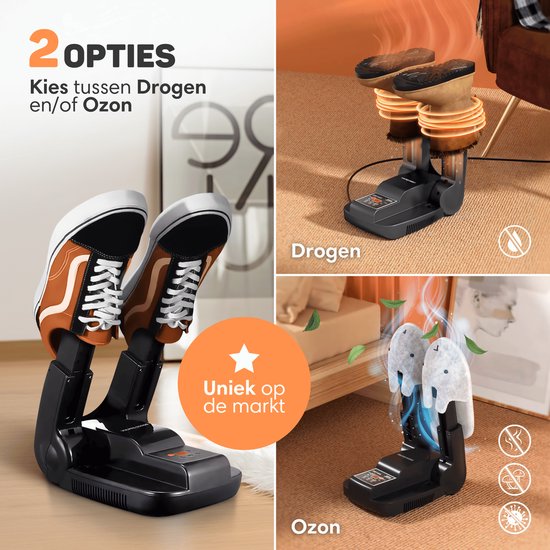 Vulpes Goods® Tech - Sèche-chaussures et rafraîchisseur de chaussures à l'ozone - Fonction ozone et séchage - 10 rafraîchisseurs de chaussures inclus - Version PRO