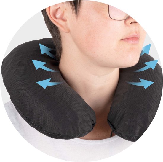 Vivamore Travel Pillow - Oreiller cervical pour avion - Oreiller de voyage avec gel réfrigérant - Noir