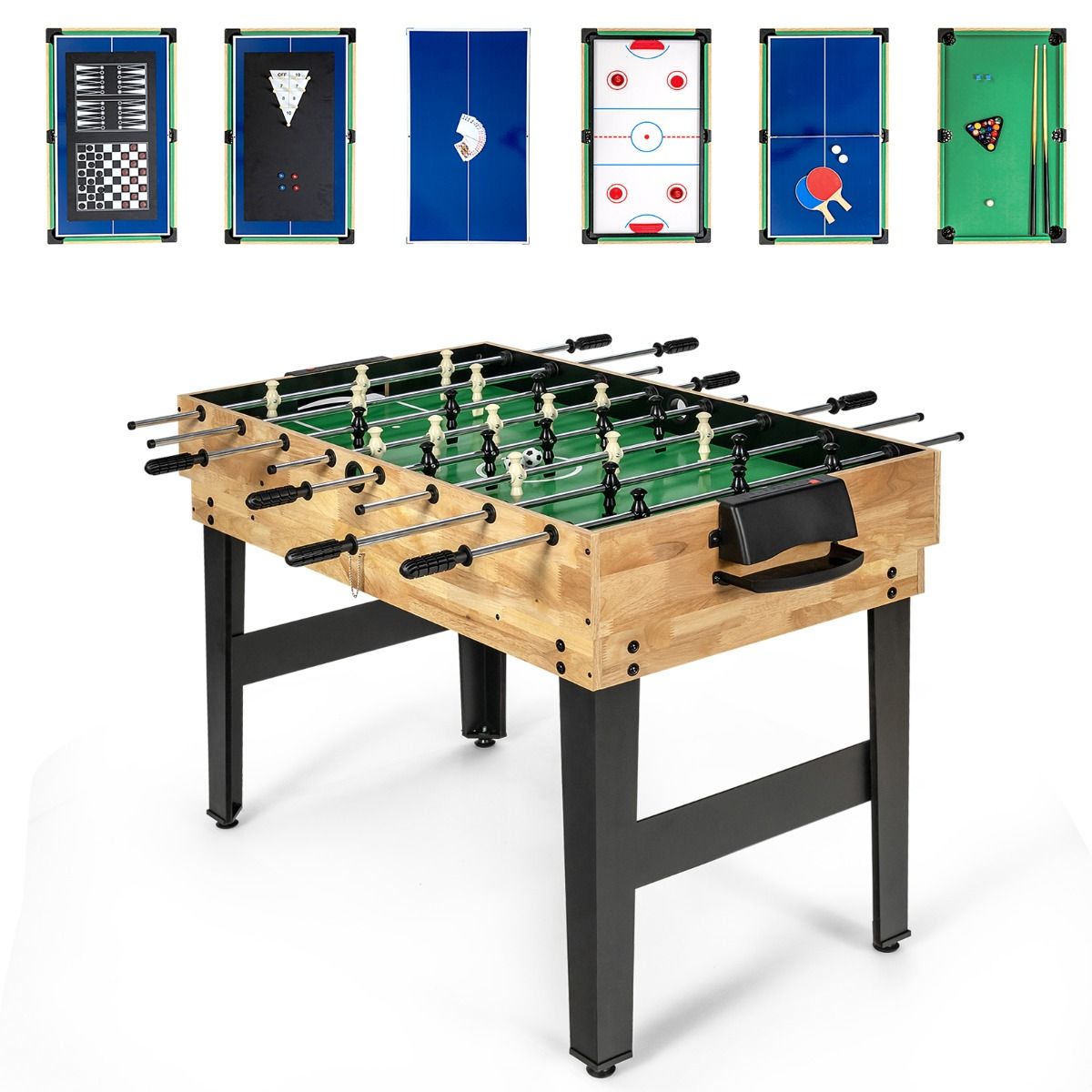 Table de jeux multifonctionnelle Coast - 10 jeux en 1 - Modèle empilable - Bois - 105,5 x 61 x 80 cm