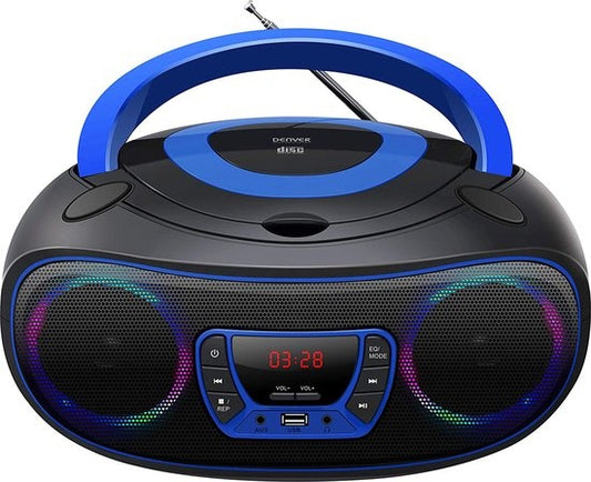 Denver Portable Radio CD Player Kids - Bluetooth - Light Effects - Boombox - AUX - FM - TCL212BT - Blue