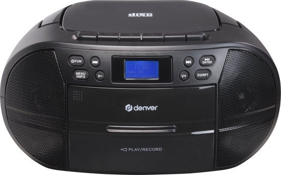 Denver TDC-280 - Boombox - DAB - FM - Radio - Lecteur CD - Cassette - Entrée AUX - Horloge - Réveil - Noir