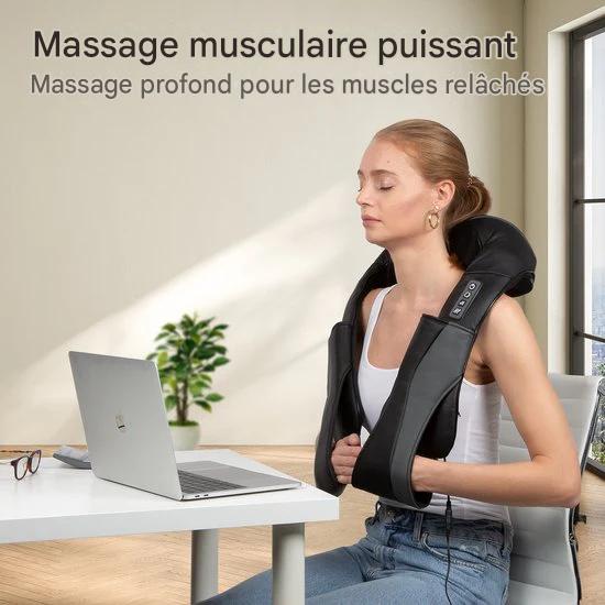 Auronic Shiatsu Coussin de massage - Appareil de massage électrique pour la nuque - Appareils de massage - Appareil de massage pour la nuque et les épaules - Infrarouge - Noir