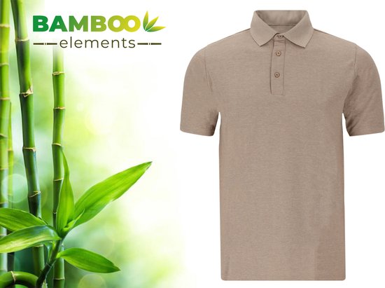 Bamboo Elements - Polo pour homme - Beige sable foncé - Taille M - Polo pour homme - Manches courtes - Tissu piqué - T-shirt pour homme - Bambou