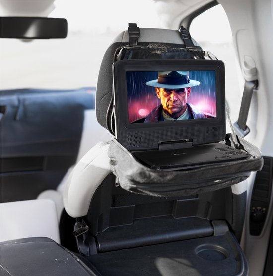 Lecteur DVD portable MT792 - Denver - Écran 7 pouces - Incl. Support d'appuie-tête - USB - Écran rotatif - Noir