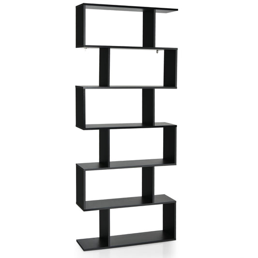 Coast Standregal 6 Level S-vorm Boekenkast opslagplek hout kleurselectie zwart-zwart