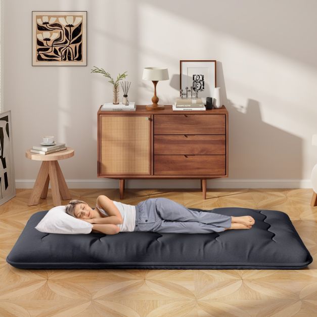 Coast Matelas Futon Portable 200x90x10 cm - Noir - pliable avec housse lavable et sac de transport