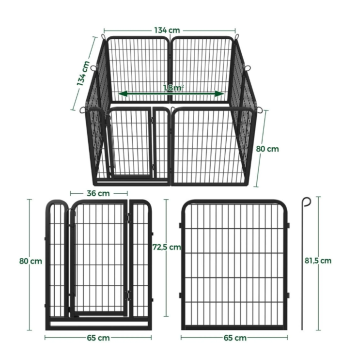 Yaheetech Enclos pour chiots, 8 pièces, 200 x 68 x 80 cm - Noir - Enclos pliable pour chiens - Avec porte et sac de transport