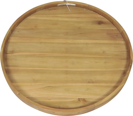 Plateau AXI Dewi en teck Ø 60 cm – Plateau rond – Teck – Pour verres et décoration de table – Pour l'intérieur et l'extérieur