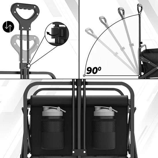 Outbee Bolderkar - Bolderkar pliable - Capacité de charge de 100 kg - Capacité de 100 litres - Noir
