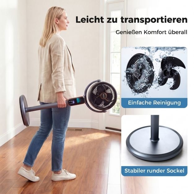 Ventilateur sur pied réglable Coast – 8 vitesses – 54-96 cm – Gris