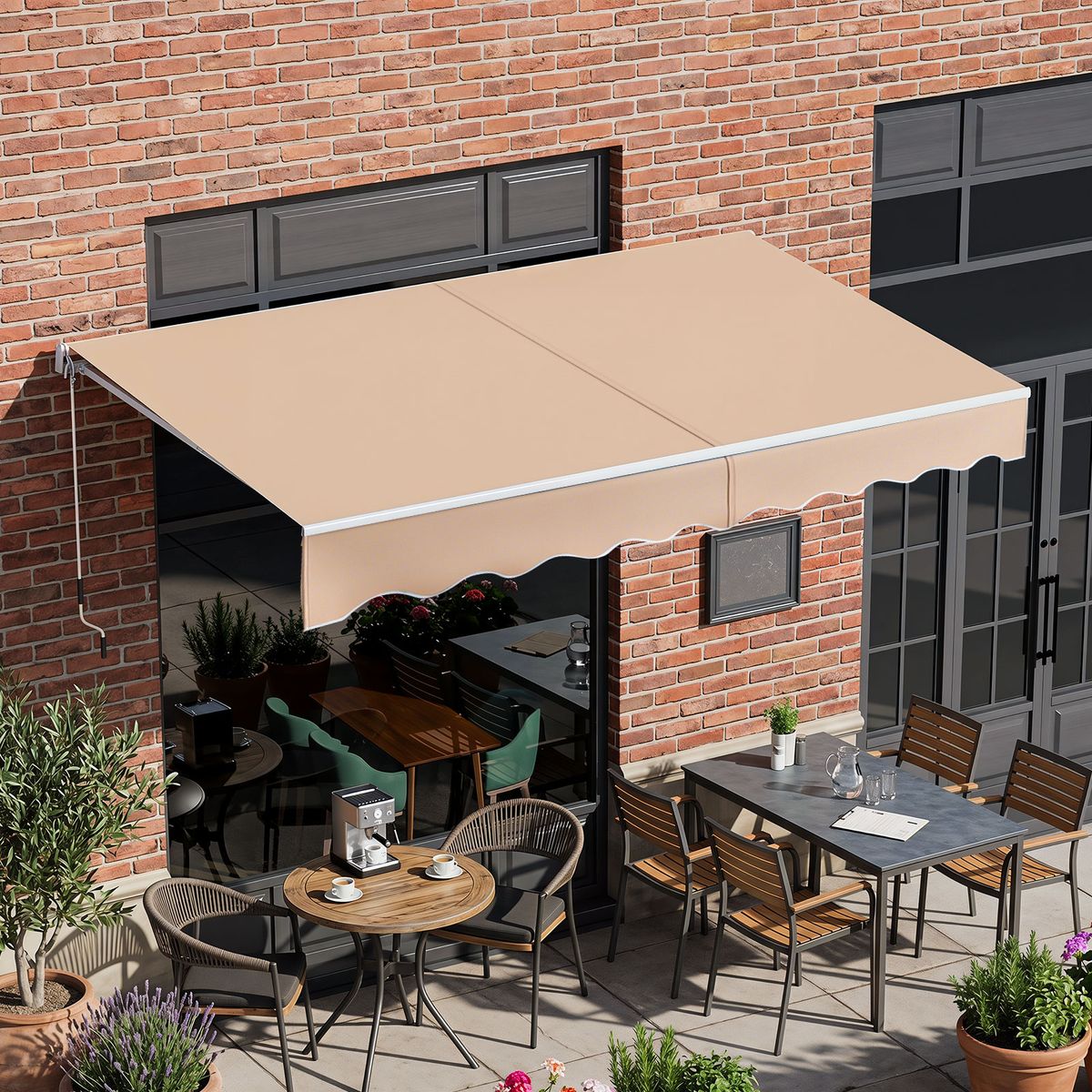 Auvent de terrasse extensible Coast - structure en aluminium - angle réglable - beige 245 x 200 cm