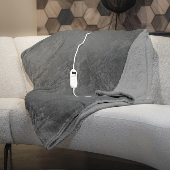 Inventum HB180G - Couverture électrique - Couverture chauffante - Couverture - 1 personne - 180x130 cm - Polaire - Gris