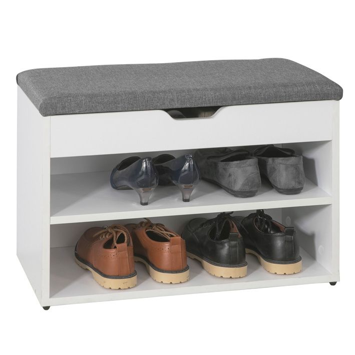 Meuble à chaussures - SoBuy - 2 étagères - 60 x 30 x 44 cm - Blanc / Gris