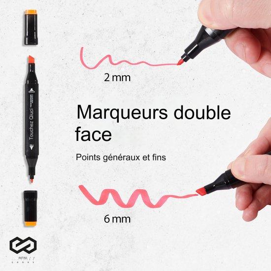 Infinity Goods Marqueurs professionnels à alcool 168 pièces - pointe double face - sac de rangement avec support