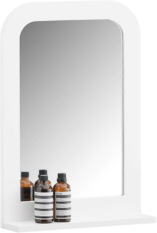 SoBuy - Miroir mural avec étagère de rangement - 38x9x54 cm - Blanc
