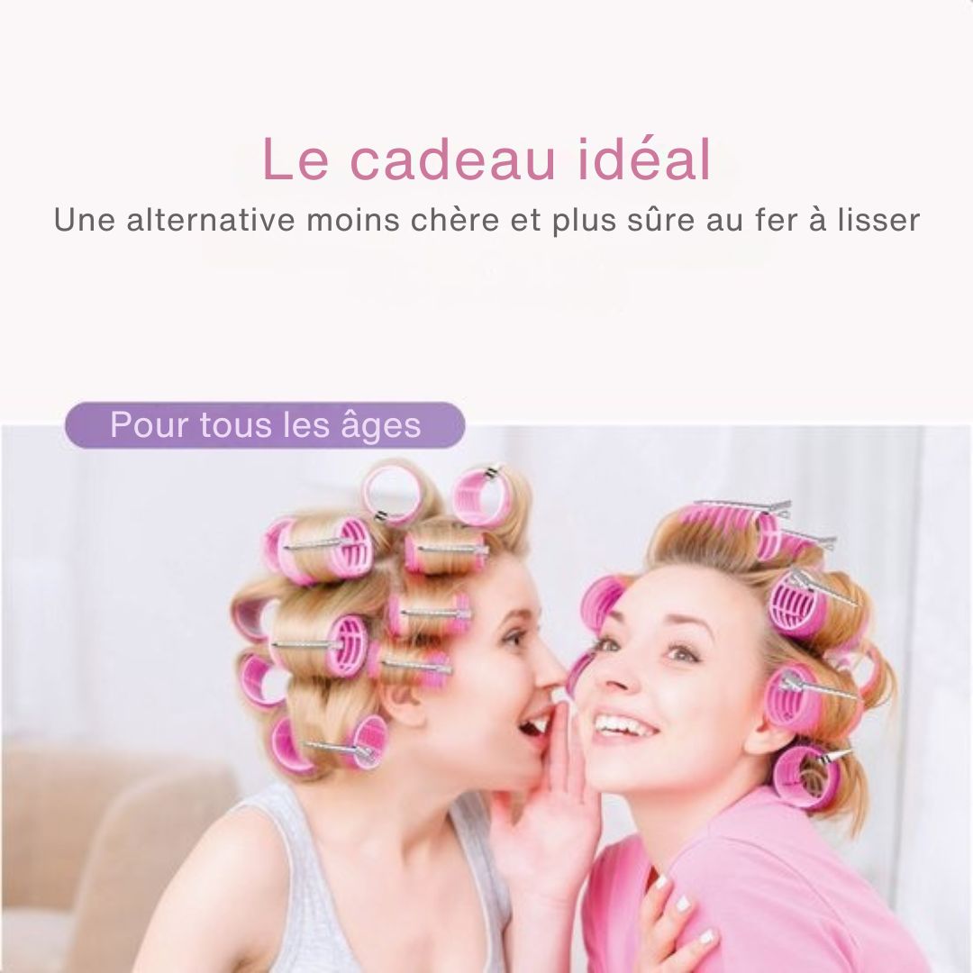 Set 18 Bigoudis Sans Chaleur  Soft & Silky – 3 Tailles, Boucles Parfaites en 60 Min – 18 Pinces Incluses - Bleu/Rose