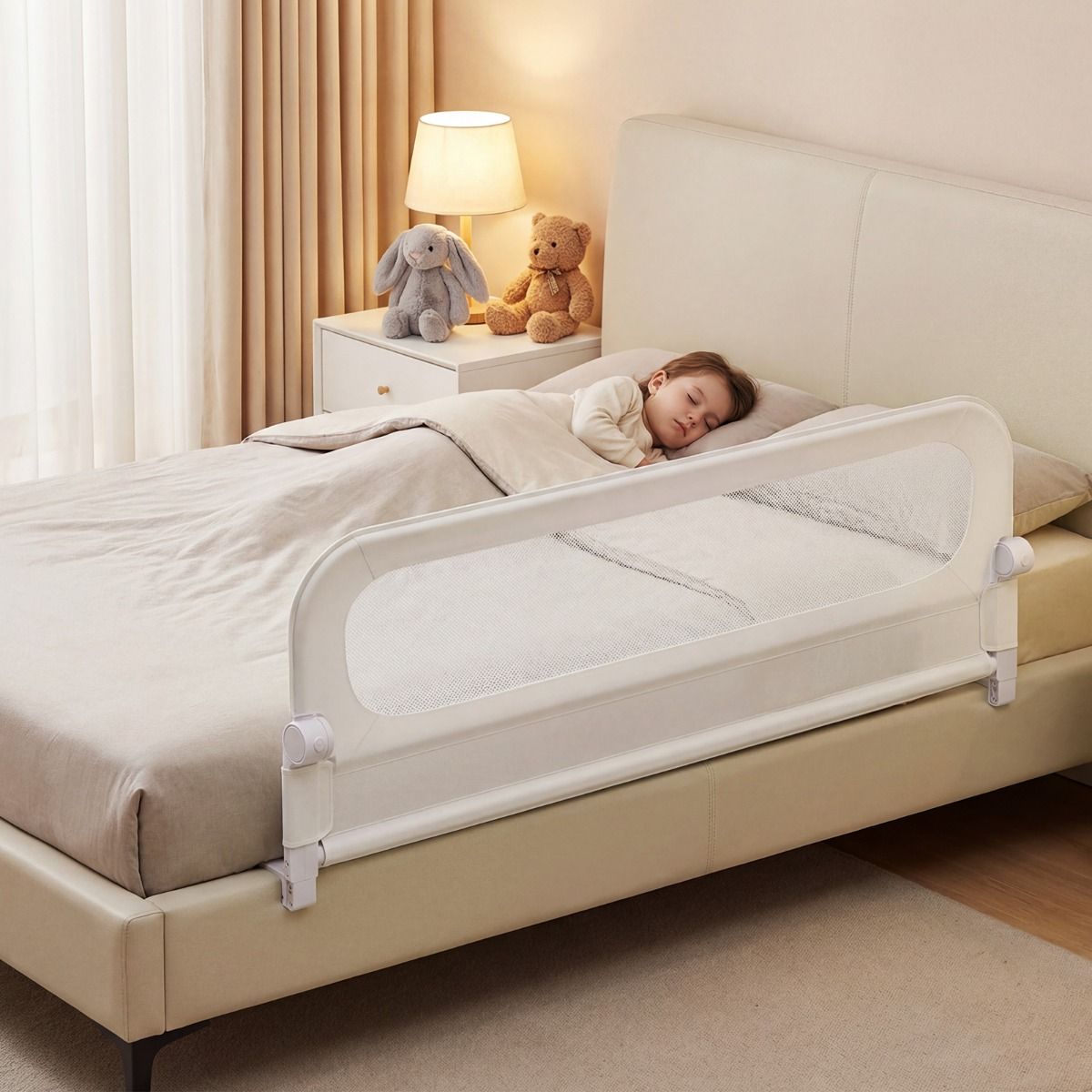 Barrière de lit pliable Coast pour tout-petits - Réglable et pliable - Taille L - Blanc