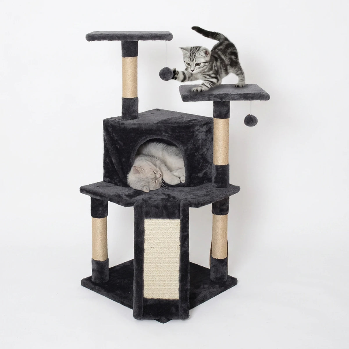 Arbre à chat Ochama avec lit - 102 x 43 x 43 cm - À plusieurs niveaux - Arbres à chat en sisal - Structure d'escalade - Pour chats de petite et moyenne taille