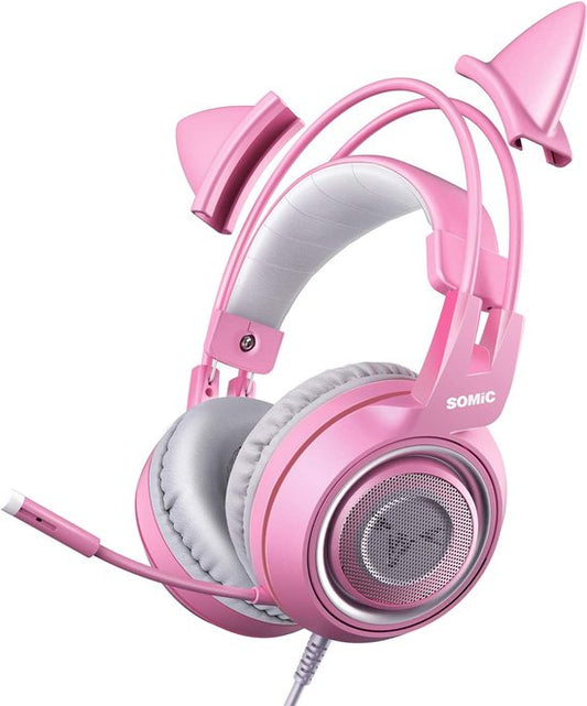 SOMiC G951S Pink Gaming headset - Casque d'écoute pour chat - Casque pour chat - Playstation, PC & Switch