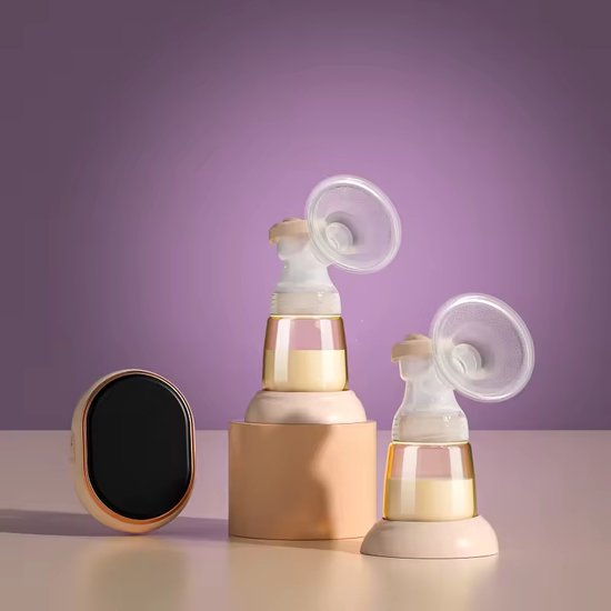 Tire-lait électrique Fuegobird - Tire-lait électrique double tête - tire-lait 100% sans BPA - batterie rechargeable - 2x180ml biberons - rose