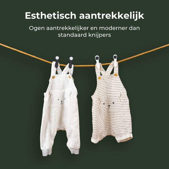 Gandria Pinces à linge 24 pièces - Pinces à linge en plastique - Lot de 24 pinces à linge en plastique - Pinces à linge 10 Kg - Noir/Blanc et Blanc/Noir