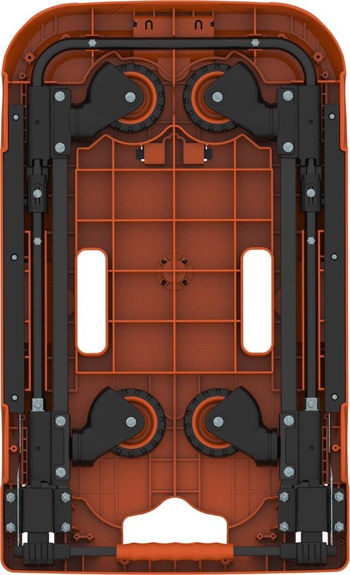 BLACK+DECKER Chariot de transport pliable - Chariot à plate-forme - Max. 90 KG - Réglable en hauteur - 61.4 x 37x3 x 89.4 CM - Orange