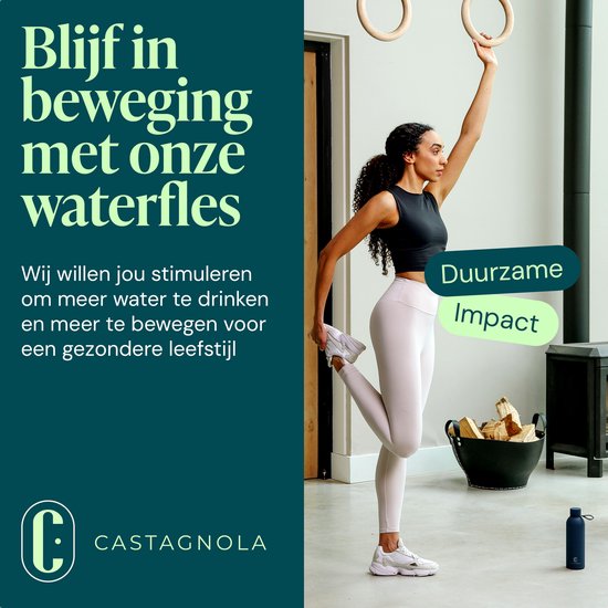 Bouteille d'eau Castagnola - Bouteille à boire en acier inoxydable 500 ML - Thermos en acier - Bouteilles à boire pour adultes - Double paroi - Bleu foncé