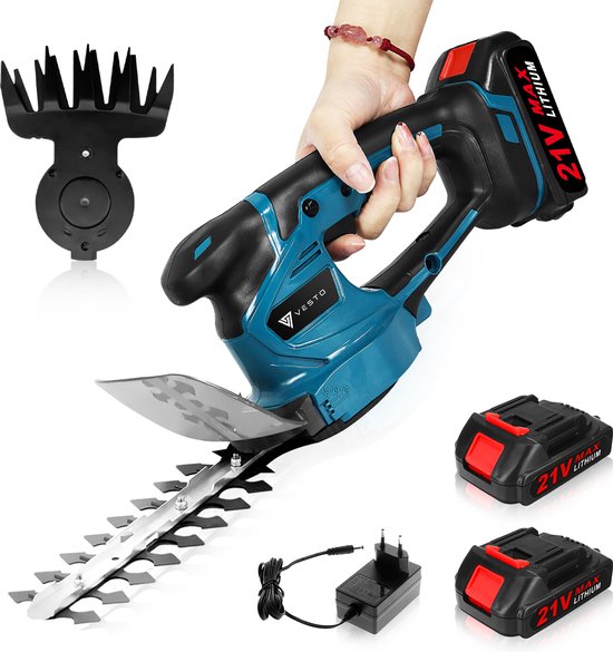 Vesto® Accu taille-haie - Lame de buis et d'herbe incluse - Taille-haie électrique - Sécateurs sans fil - Taille-haie