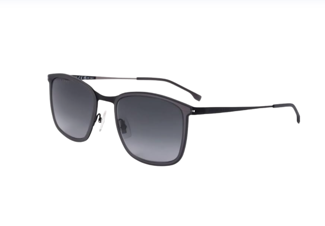 Lunettes de soleil Hugo Boss BOSS 1243/S - Gris mat et noir - 55/21/150 - Rectangulaires, acier inoxydable