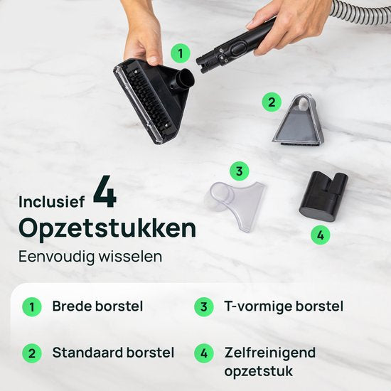 Skrub 4 en 1 Nettoyeur de tapis compact avec eau chaude - Chauffé à 60°C - Nettoyeur de taches - 4 accessoires - 1200 Watt - Machine à nettoyer les canapés