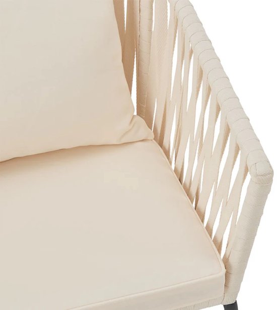 Chaises en corde - Lot de 2 - Coussins d'assise et de dossier inclus - Beige