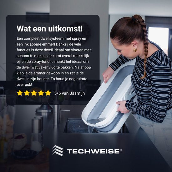 Techweise Système de nettoyage 4 en 1 avec vaporisateur et seau pliable avec 2 vadrouilles supplémentaires en microfibre - Ensemble de nettoyage avec fonction de vaporisation - essuie-plancher - vadrouille - vadrouille avec essoreuse