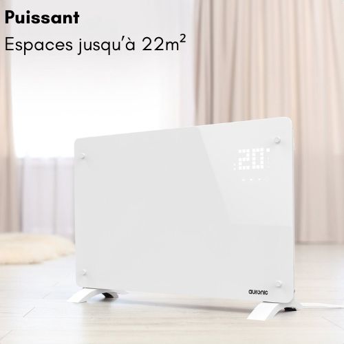 Auronic Radiateur éléctrique mobile - avec thermostat et télécommande - Auronic - jusqu'à 22 m3 - 2000 W - Blanc